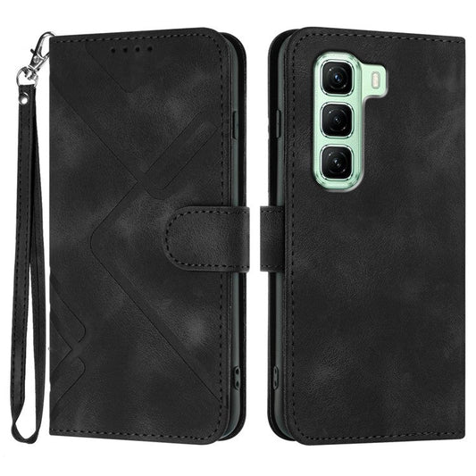 YX0040 For Infinix Hot 50 5G Case Leather Phone Cover Geometry Pattern - Black