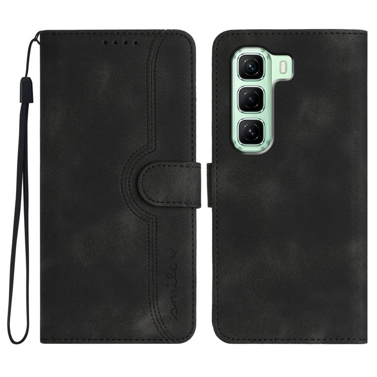 YX0030 For Infinix Hot 50 5G Case Leather Phone Cover Wallet Stand Design - Black