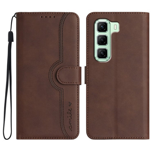 YX0030 For Infinix Hot 50 5G Case Leather Phone Cover Wallet Stand Design - Coffee