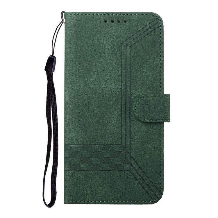 YX0010 Series for Infinix Hot 50 5G Wallet Case Rhombus Lines Leather Phone Cover - Blackish Green
