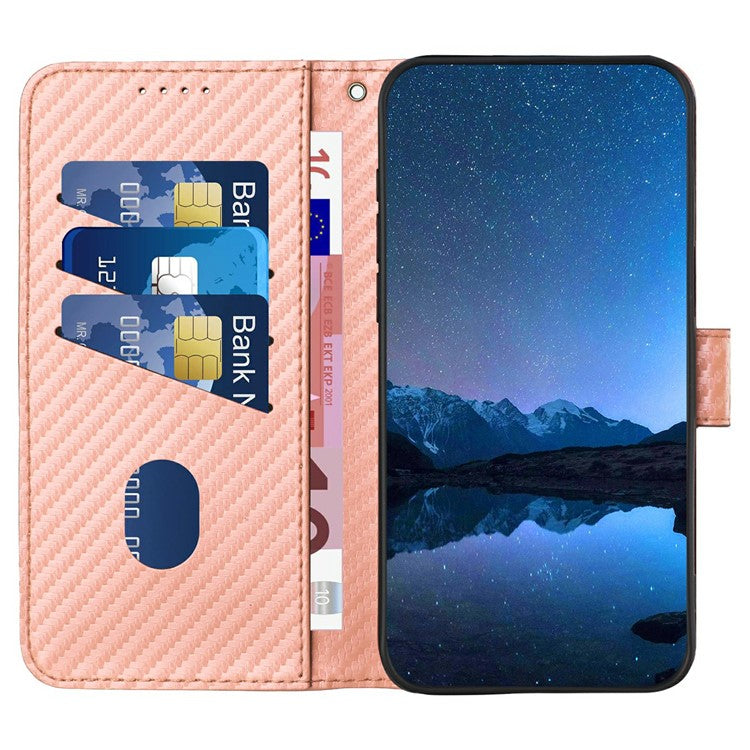 YX0070 For Infinix Hot 50i 5G / Smart 9 4G Wallet Case Carbon Fiber Texture Leather Cell Accessories Phone Cover - Pink