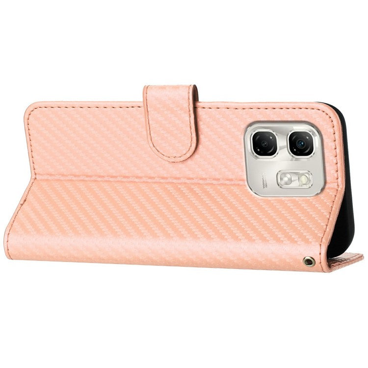 YX0070 For Infinix Hot 50i 5G / Smart 9 4G Wallet Case Carbon Fiber Texture Leather Cell Accessories Phone Cover - Pink