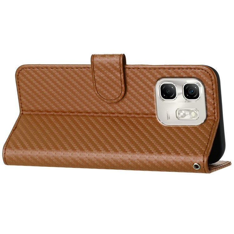 YX0070 For Infinix Hot 50i 5G / Smart 9 4G Wallet Case Carbon Fiber Texture Leather Cell Accessories Phone Cover - Coffee