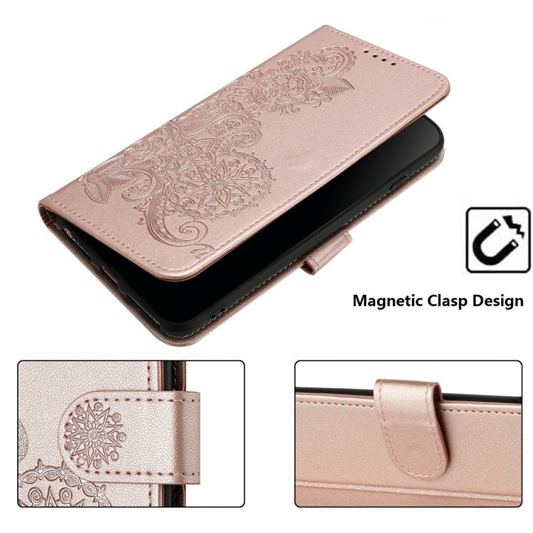 YX0050 For Infinix Hot 50i 5G / Smart 9 4G Case Mandala Flower Leather Wallet Phone Cover - Rose Gold