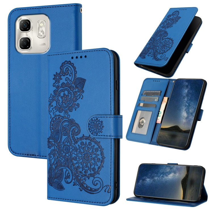 YX0050 For Infinix Hot 50i 5G / Smart 9 4G Case Mandala Flower Leather Wallet Phone Cover - Sapphire