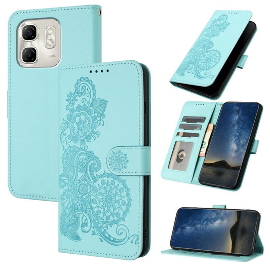 YX0050 For Infinix Hot 50i 5G / Smart 9 4G Case Mandala Flower Leather Wallet Phone Cover - Baby Blue