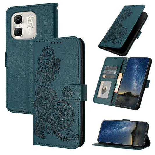 YX0050 For Infinix Hot 50i 5G / Smart 9 4G Case Mandala Flower Leather Wallet Phone Cover - Blackish Green