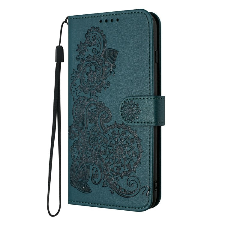 YX0050 For Infinix Hot 50i 5G / Smart 9 4G Case Mandala Flower Leather Wallet Phone Cover - Blackish Green