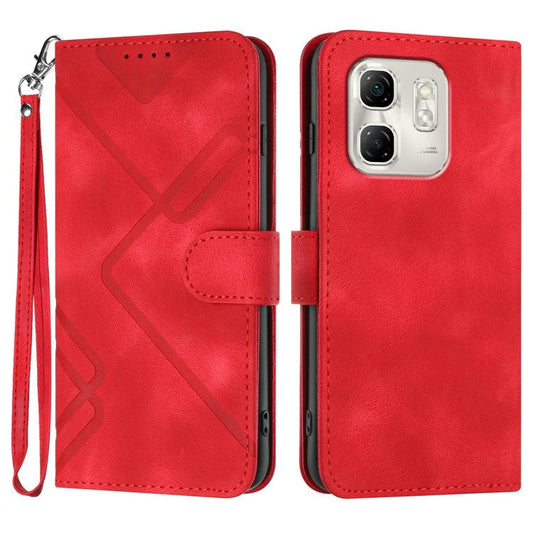 YX0040 For Infinix Hot 50i 5G / Smart 9 4G Case Leather Phone Cover Geometry Pattern - Red