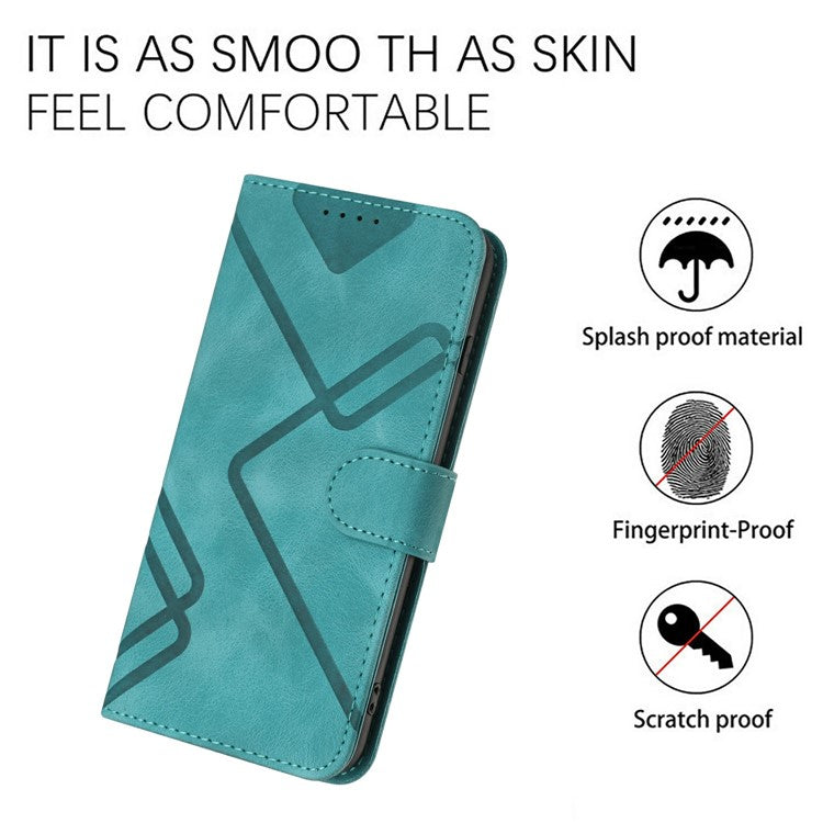 YX0040 For Infinix Hot 50i 5G / Smart 9 4G Case Leather Phone Cover Geometry Pattern - Baby Blue
