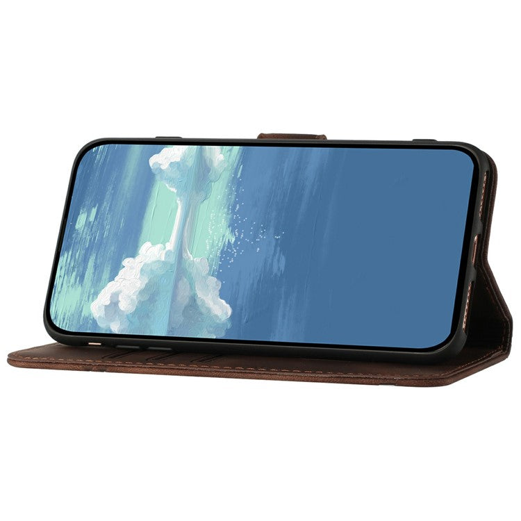 YX0040 For Infinix Hot 50i 5G / Smart 9 4G Case Leather Phone Cover Geometry Pattern - Coffee