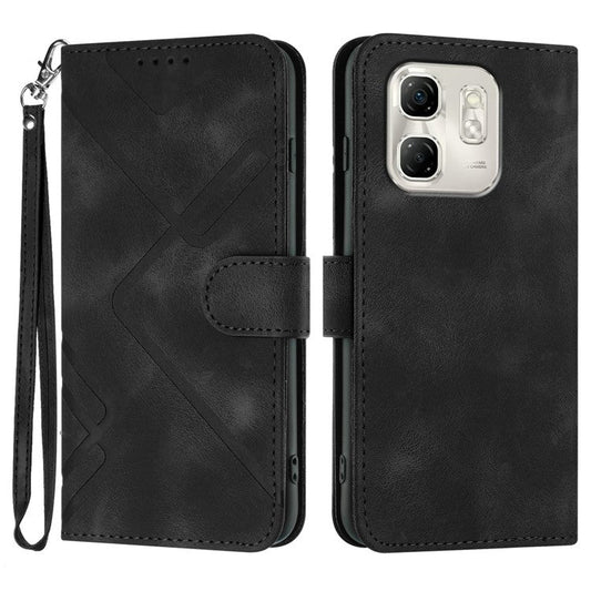 YX0040 For Infinix Hot 50i 5G / Smart 9 4G Case Leather Phone Cover Geometry Pattern - Black