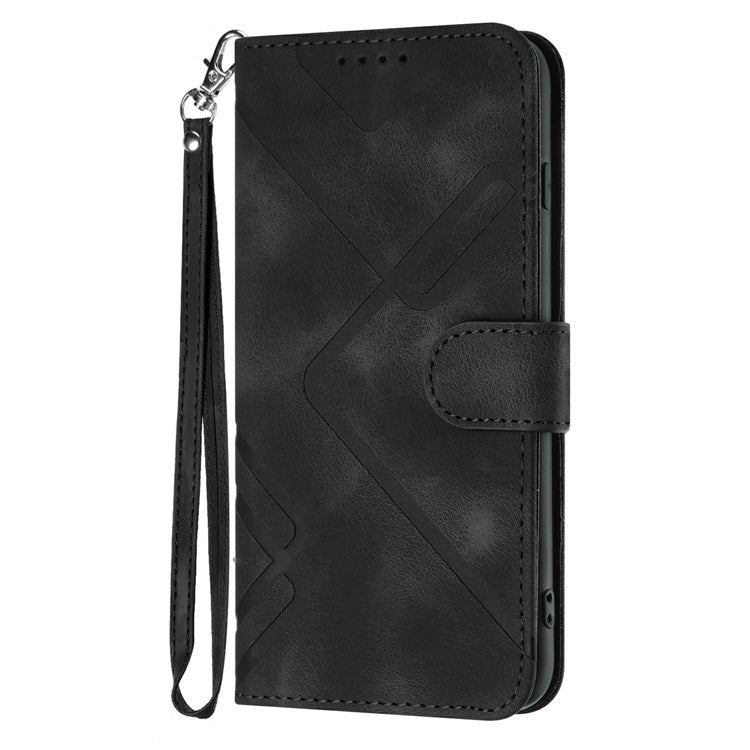 YX0040 For Infinix Hot 50i 5G / Smart 9 4G Case Leather Phone Cover Geometry Pattern - Black