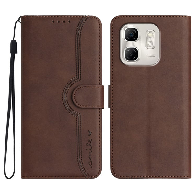 YX0030 For Infinix Hot 50i 5G / Smart 9 4G Case Leather Phone Cover Wallet Stand Design - Coffee