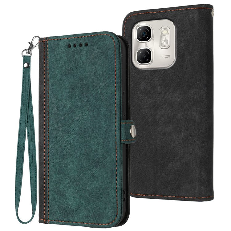 YX0020 For Infinix Hot 50i 5G / Smart 9 4G Case Wallet Stand Skin Touch Leather Phone Cover - Blackish Green