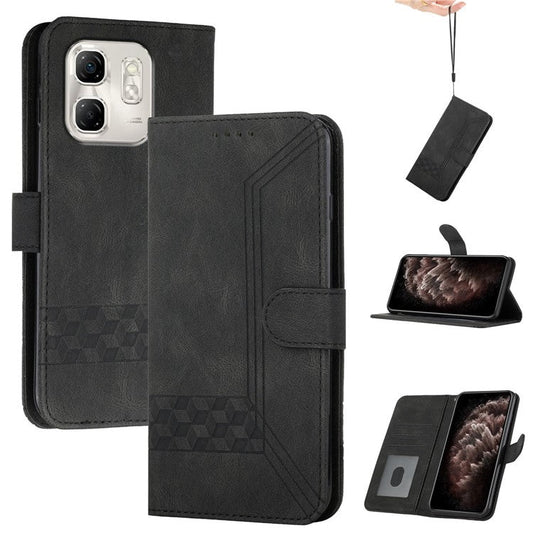 YX0010 Series for Infinix Hot 50i 5G / Smart 9 4G Wallet Case Rhombus Lines Leather Phone Cover - Black