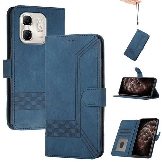 YX0010 Series for Infinix Hot 50i 5G / Smart 9 4G Wallet Case Rhombus Lines Leather Phone Cover - Sapphire