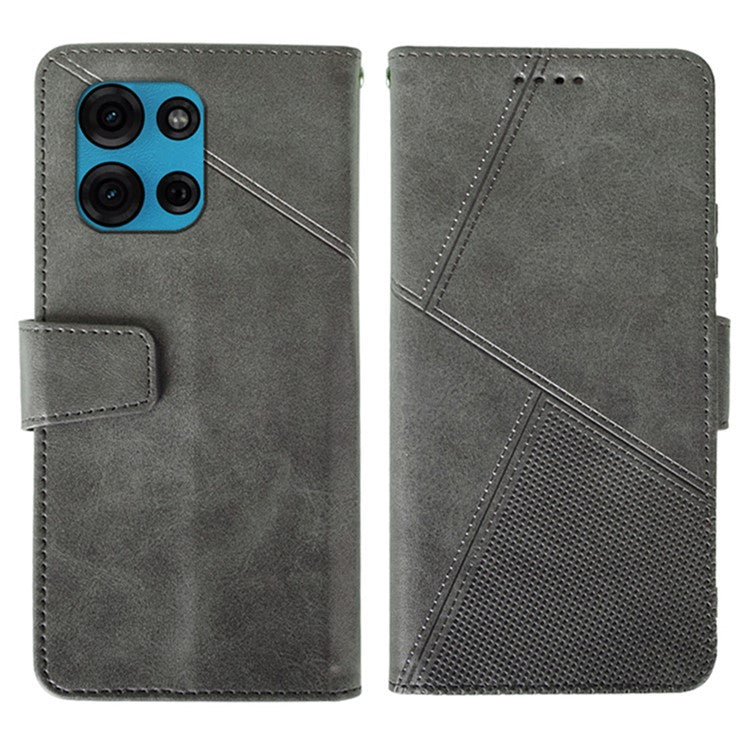 IDEWEI For Motorola Moto G75 5G Case Leather Wallet Phone Cover Stand Calf Texture - Grey