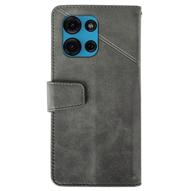 IDEWEI For Motorola Moto G75 5G Case Leather Wallet Phone Cover Stand Calf Texture - Grey