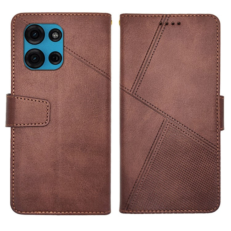 IDEWEI For Motorola Moto G75 5G Case Leather Wallet Phone Cover Stand Calf Texture - Coffee