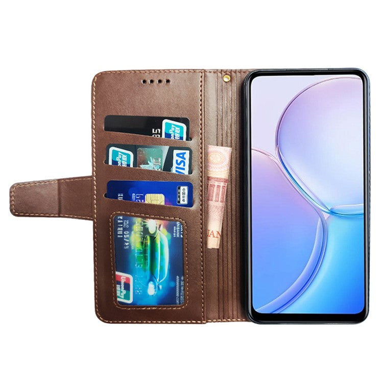 IDEWEI For Motorola Moto G75 5G Case Leather Wallet Phone Cover Stand Calf Texture - Coffee