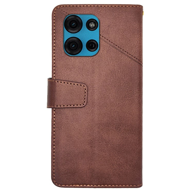 IDEWEI For Motorola Moto G75 5G Case Leather Wallet Phone Cover Stand Calf Texture - Coffee