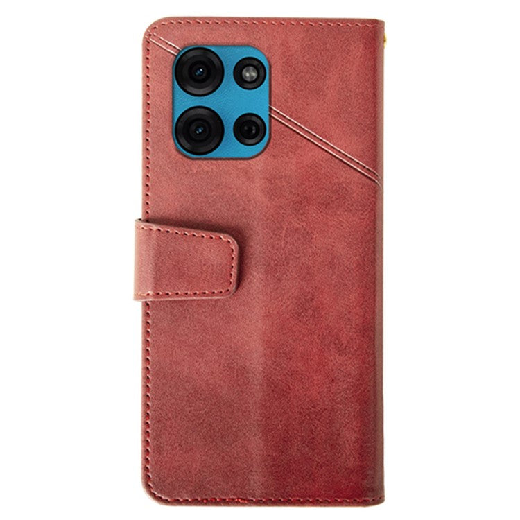 IDEWEI For Motorola Moto G75 5G Case Leather Wallet Phone Cover Stand Calf Texture - Red
