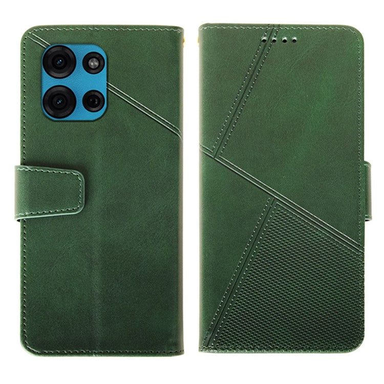 IDEWEI For Motorola Moto G75 5G Case Leather Wallet Phone Cover Stand Calf Texture - Green
