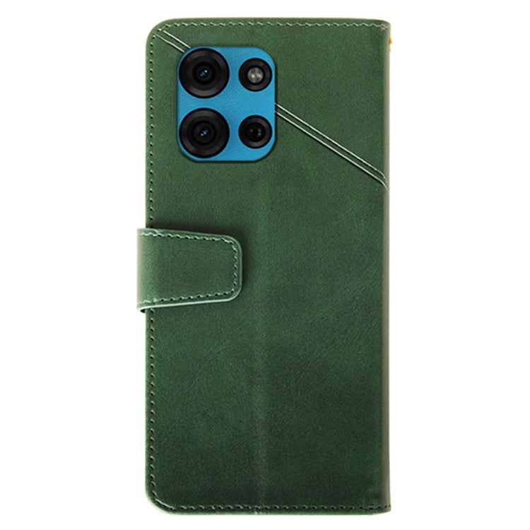IDEWEI For Motorola Moto G75 5G Case Leather Wallet Phone Cover Stand Calf Texture - Green