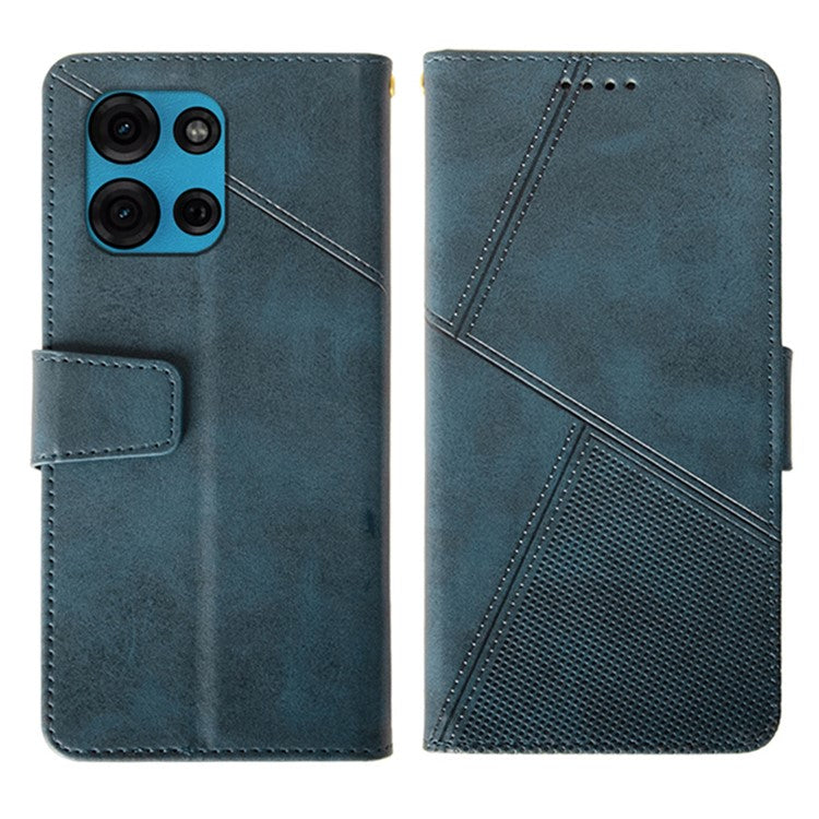IDEWEI For Motorola Moto G75 5G Case Leather Wallet Phone Cover Stand Calf Texture - Blue