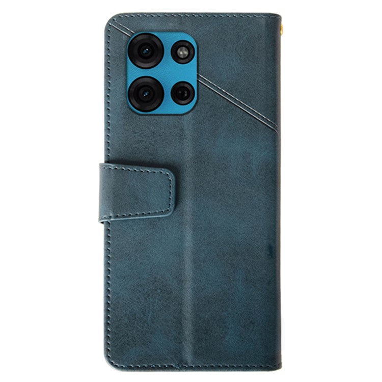 IDEWEI For Motorola Moto G75 5G Case Leather Wallet Phone Cover Stand Calf Texture - Blue