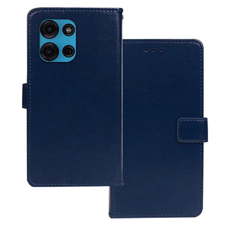 IDEWEI for Motorola Moto G75 5G Case Card Slots Holder Leather Phone Cover Crazy Horse Texture - Blue