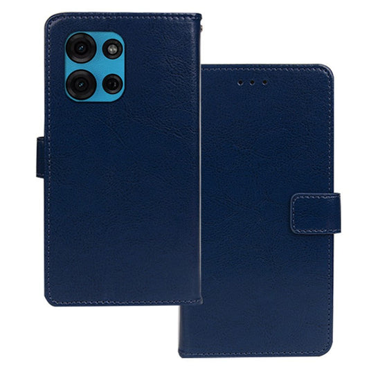 IDEWEI for Motorola Moto G75 5G Case Card Slots Holder Leather Phone Cover Crazy Horse Texture - Blue
