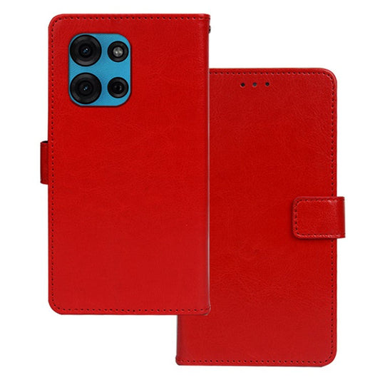 IDEWEI for Motorola Moto G75 5G Case Card Slots Holder Leather Phone Cover Crazy Horse Texture - Red
