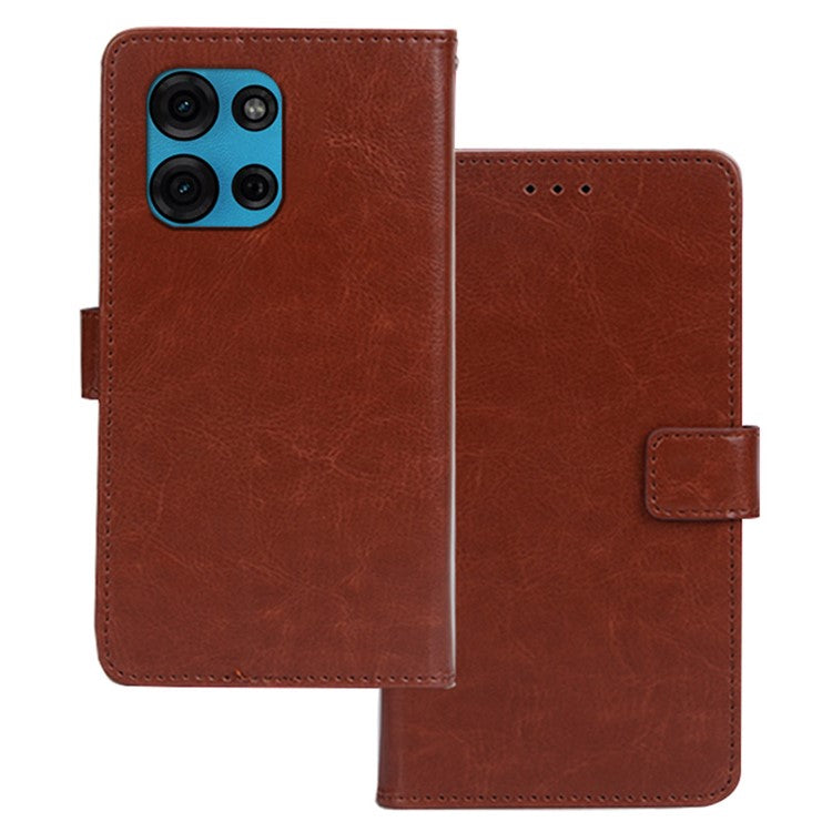 IDEWEI for Motorola Moto G75 5G Case Card Slots Holder Leather Phone Cover Crazy Horse Texture - Brown