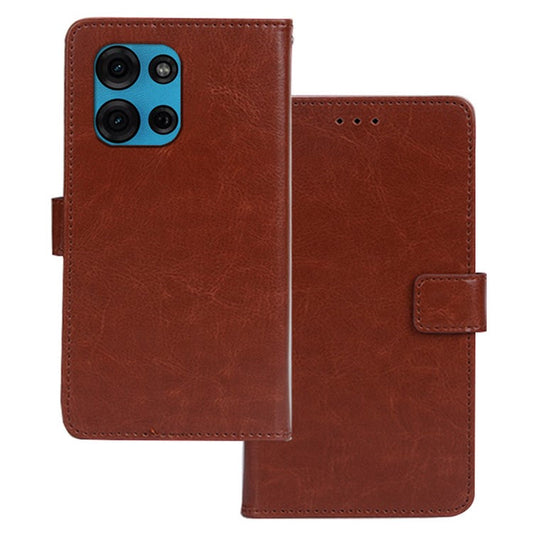 IDEWEI for Motorola Moto G75 5G Case Card Slots Holder Leather Phone Cover Crazy Horse Texture - Brown