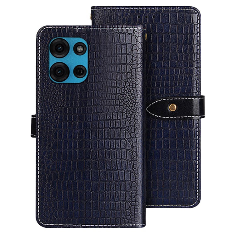 IDEWEI For Motorola Moto G75 5G Case Crocodile Texture PU Leather Flip Phone Cover - Blue