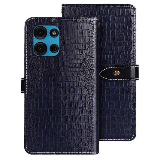 IDEWEI For Motorola Moto G75 5G Case Crocodile Texture PU Leather Flip Phone Cover - Blue