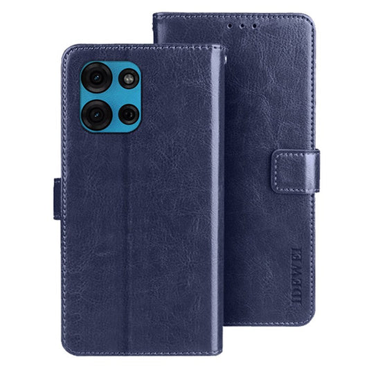 IDEWEI For Motorola Moto G75 5G Stand Case Crazy Horse Texture Leather Phone Cover - Dark Blue