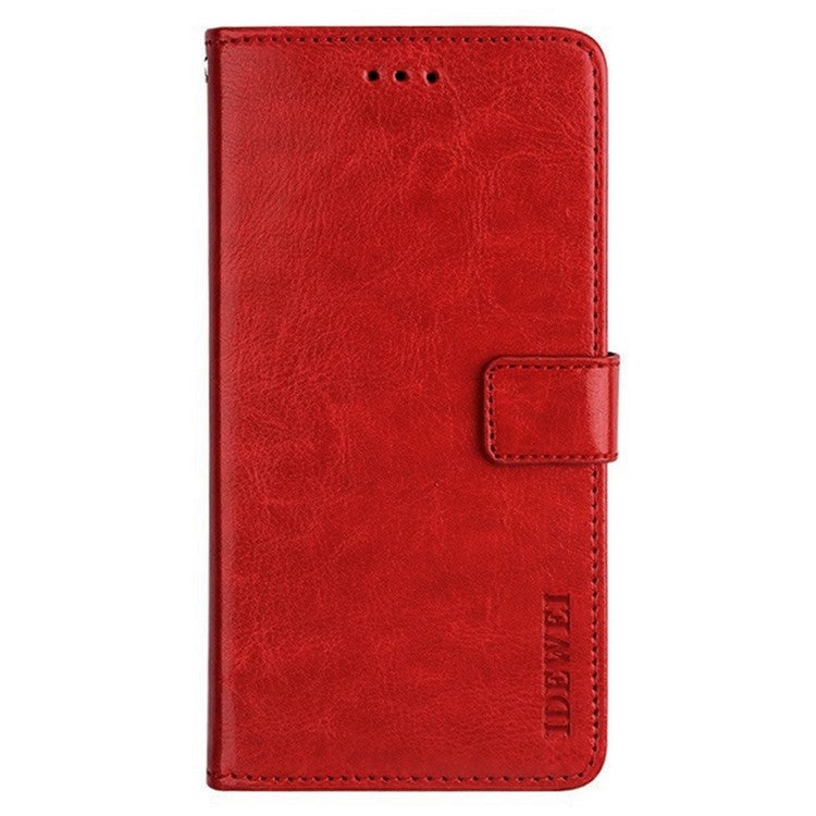 IDEWEI For Motorola Moto G75 5G Stand Case Crazy Horse Texture Leather Phone Cover - Red