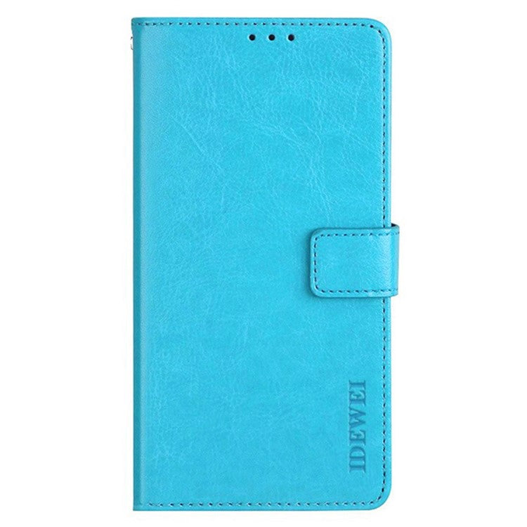 IDEWEI For Motorola Moto G75 5G Stand Case Crazy Horse Texture Leather Phone Cover - Sky Blue