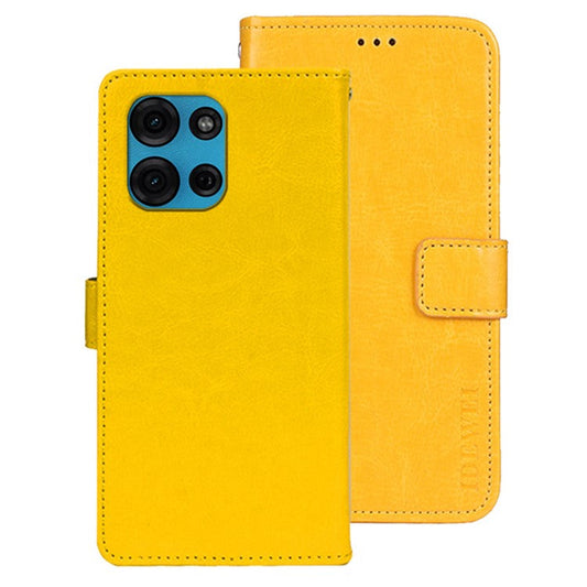 IDEWEI For Motorola Moto G75 5G Stand Case Crazy Horse Texture Leather Phone Cover - Yellow