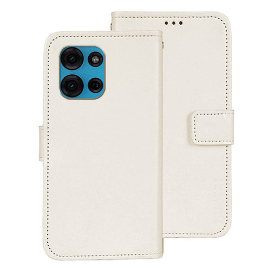 IDEWEI For Motorola Moto G75 5G Stand Case Crazy Horse Texture Leather Phone Cover - White