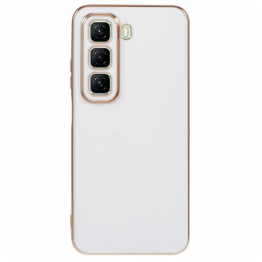For Infinix Hot 50 5G Case TPU Slim Fit Shockproof Phone Cover 6D Electroplating - White