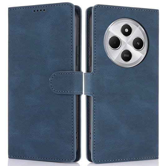 For Xiaomi Poco C75 4G / Redmi 14R 5G / 14C 4G Case PU Leather Phone Cover with Wallet Stand View - Blue