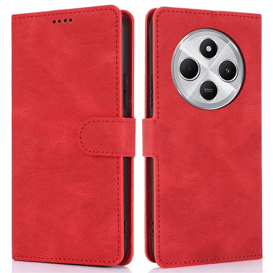 For Xiaomi Poco C75 4G / Redmi 14R 5G / 14C 4G Case PU Leather Phone Cover with Wallet Stand View - Red