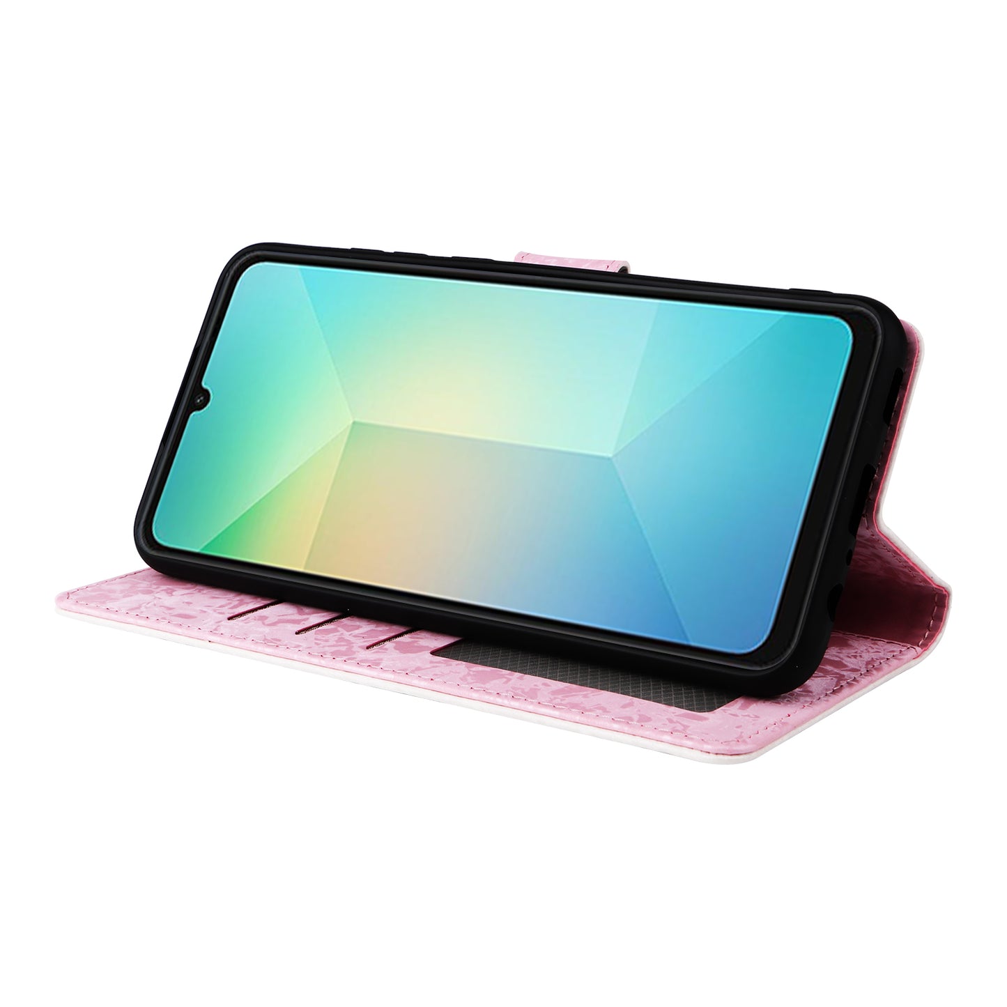 For Samsung Galaxy A06 Case RFID Blocking Flower Leather Phone Cover - Rose Flower