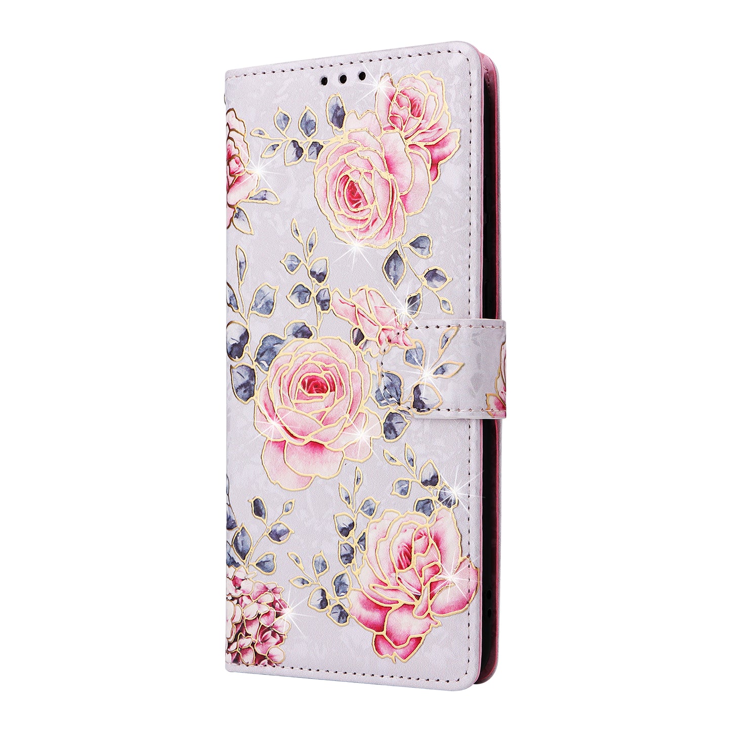 For Samsung Galaxy A06 Case RFID Blocking Flower Leather Phone Cover - Rose Flower