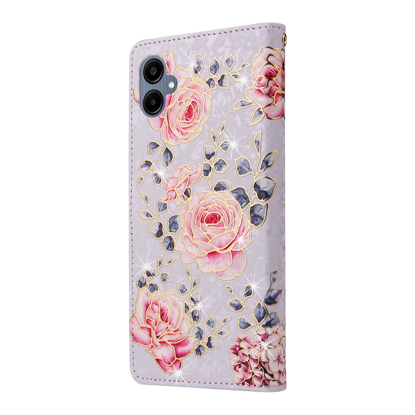 For Samsung Galaxy A06 Case RFID Blocking Flower Leather Phone Cover - Rose Flower