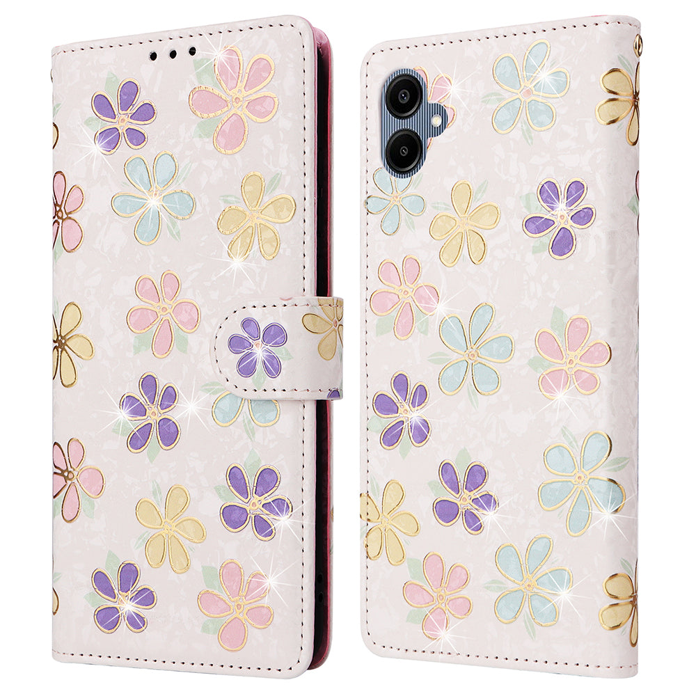 For Samsung Galaxy A06 Case RFID Blocking Flower Leather Phone Cover - Colorful Flower